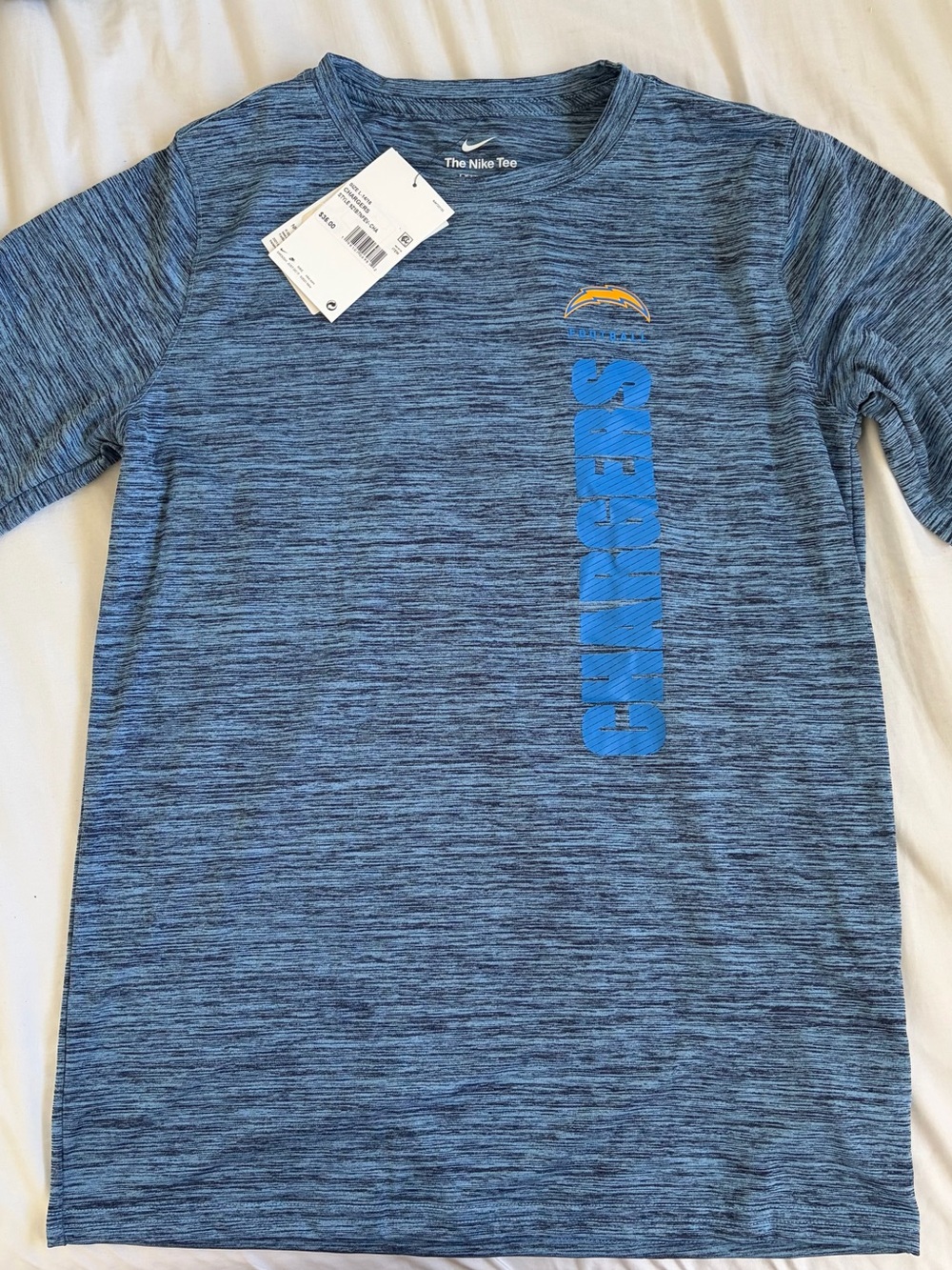 Nike Blue Heather Chargers Short Sleeve Tee